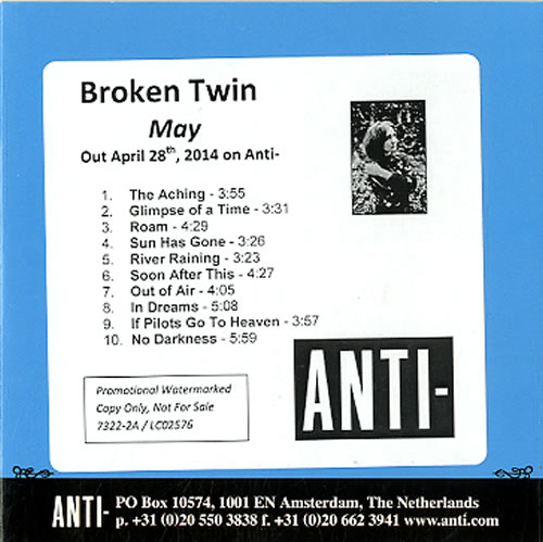 Broken Twin May CD-R acetate Dutch F2PCRMA609640