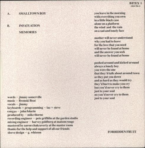 Bronski Beat Smalltown Boy - 2nd 12" vinyl single (12 inch record / Maxi-single) UK BSK12SM859952