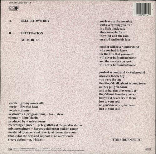 Bronski Beat Smalltown Boy 12" vinyl single (12 inch record / Maxi-single) German BSK12SM864201