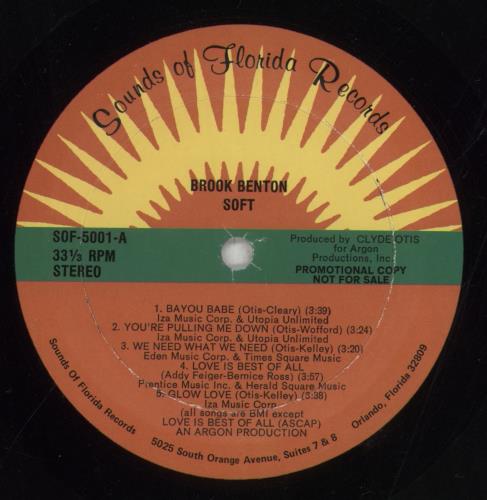 Brook Benton Soft vinyl LP album (LP record) US BR0LPSO854878