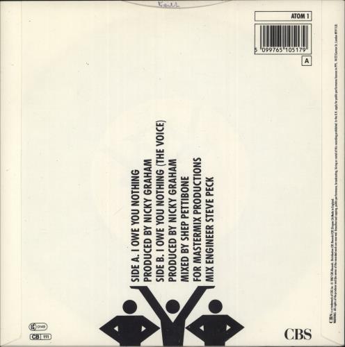 Bros I Owe You Nothing - White Logo Sleeve 7" vinyl single (7 inch record / 45) UK BRO07IO17887