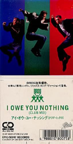Bros I Owe You Nothing 3" CD single (CD3) Japanese BROC3IO156245