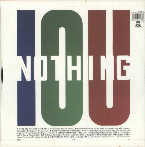 Bros I Owe You Nothing 12" vinyl single (12 inch record / Maxi-single) UK BRO12IO33816