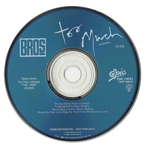 Bros Too Much CD single (CD5 / 5") US BROC5TO30216