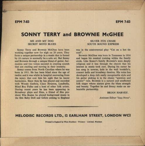 Brownie McGhee Me And Sonny 7" vinyl single (7 inch record / 45) UK 0RO07ME862866