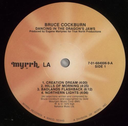Bruce Cockburn Dancing In The Dragon's Jaws vinyl LP album (LP record) US BUKLPDA873463