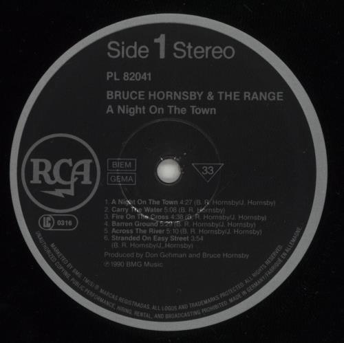 Bruce Hornsby A Night On The Town vinyl LP album (LP record) German BRHLPAN392268