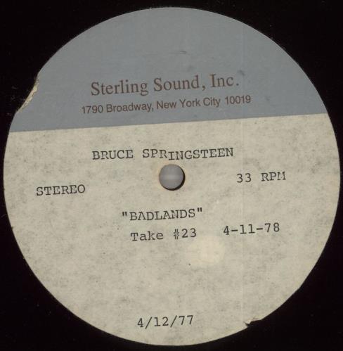 Bruce Springsteen Badlands acetate US SPRATBA715763