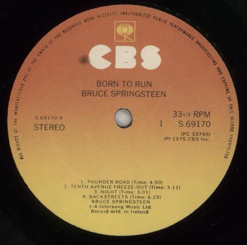 Bruce Springsteen Born To Run vinyl LP album (LP record) Irish SPRLPBO871446