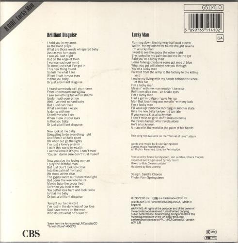 Bruce Springsteen Brilliant Disguise - Gatefold 7" vinyl single (7 inch record / 45) UK SPR07BR24681