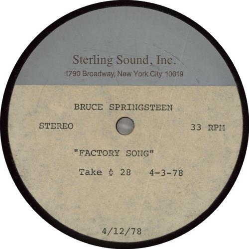 Bruce Springsteen Factory Song acetate US SPRATFA713581