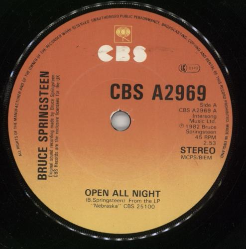 Bruce Springsteen Open All Night 7" vinyl single (7 inch record / 45) UK SPR07OP54375