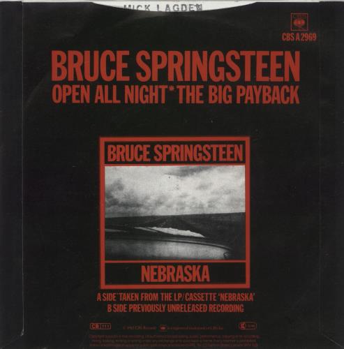 Bruce Springsteen Open All Night 7" vinyl single (7 inch record / 45) UK SPR07OP54375