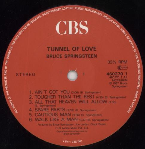 Bruce Springsteen Tunnel Of Love vinyl LP album (LP record) UK SPRLPTU197623