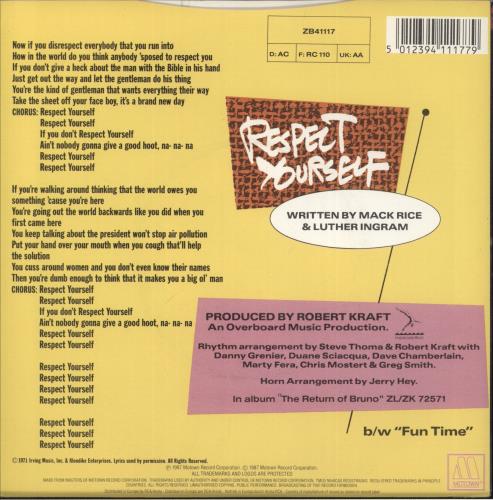 Bruce Willis Respect Yourself 7" vinyl single (7 inch record / 45) UK BSW07RE521209