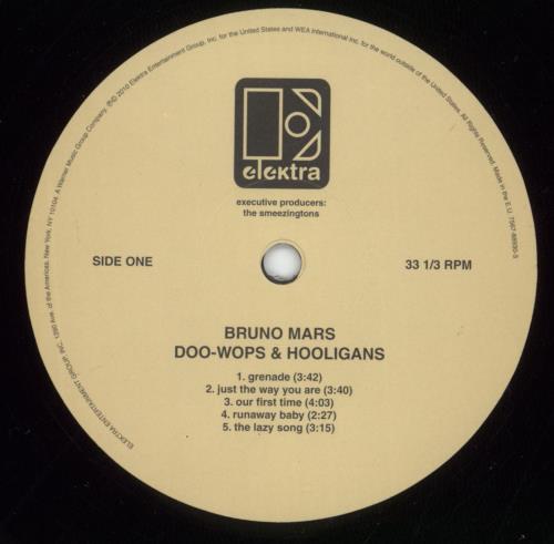 Bruno Mars Doo-Wops & Hooligans vinyl LP album (LP record) UK B80LPDO883252
