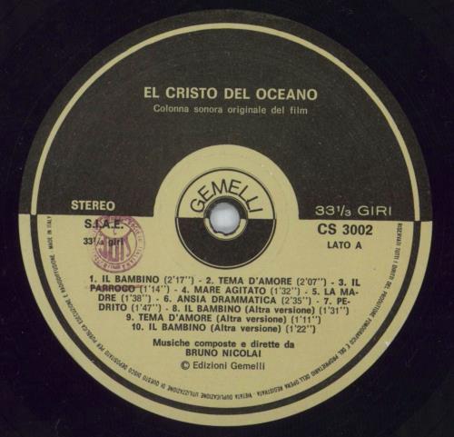 Bruno Nicolai El Cristo Del Oceano vinyl LP album (LP record) Italian QT0LPEL818261