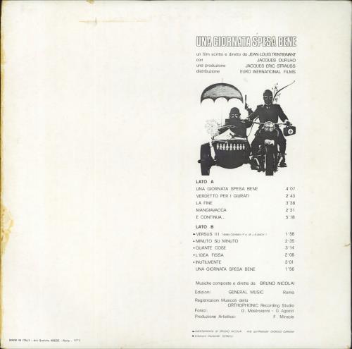 Bruno Nicolai Una Giornata Spesa Bene vinyl LP album (LP record) Italian QT0LPUN815917