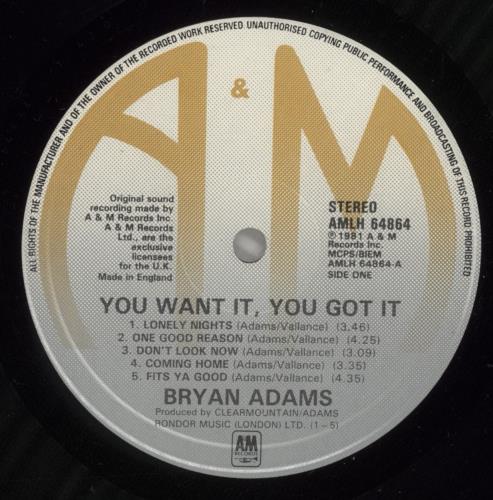 Bryan Adams Bryan Adams vinyl LP album (LP record) UK ADALPBR882002