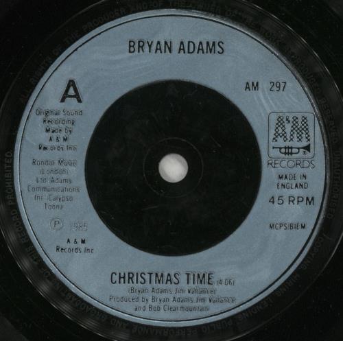 Bryan Adams Christmas Time 7" vinyl single (7 inch record / 45) UK ADA07CH86044