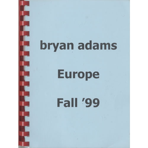 Bryan Adams Europe Fall '99 Itinerary UK ADAITEU476110