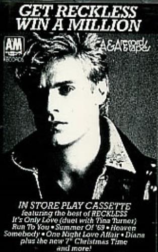 Bryan Adams Get Reckless cassette album Canadian ADACLGE289592
