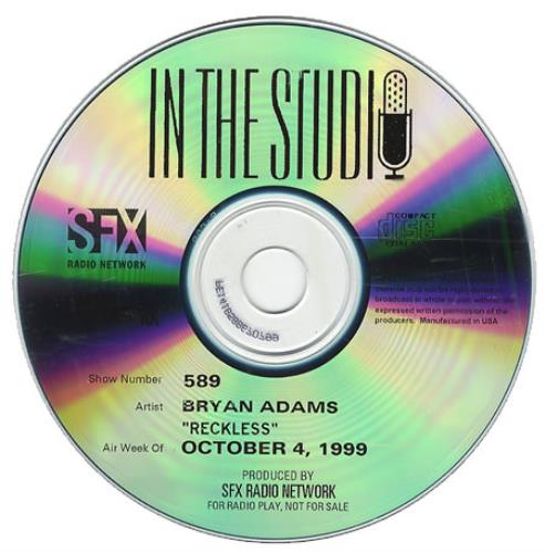 Bryan Adams In The Studio - Reckless CD album (CDLP) US ADACDIN156684