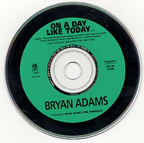 Bryan Adams On A Day Like Today CD single (CD5 / 5") Brazilian ADAC5ON194981