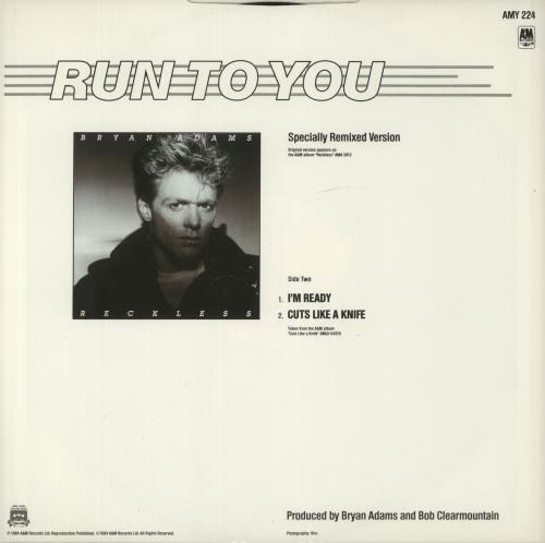 Bryan Adams Run To You 12" vinyl single (12 inch record / Maxi-single) UK ADA12RU15201