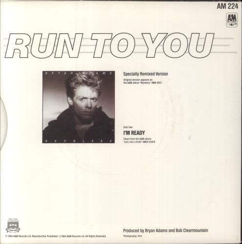 Bryan Adams Run To You 7" vinyl single (7 inch record / 45) UK ADA07RU636528