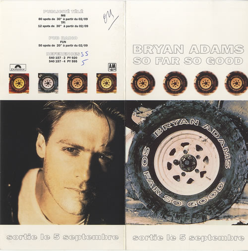 Bryan Adams So Far So Good handbill French ADAHBSO450800