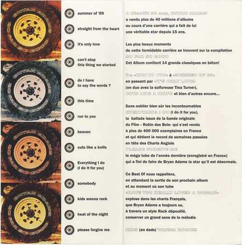 Bryan Adams So Far So Good handbill French ADAHBSO450800