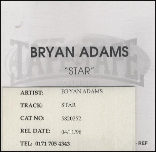 Bryan Adams Star CD-R acetate UK ADACRST84051