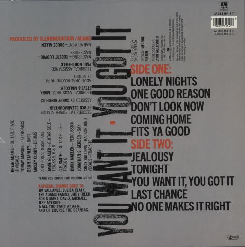 Bryan Adams You Want It, You Got It vinyl LP album (LP record) German ADALPYO877047