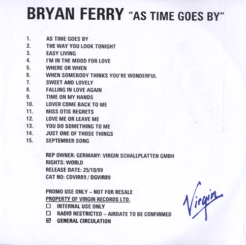 Bryan Ferry As Time Goes By CD single (CD5 / 5") UK FERC5AS585140