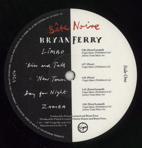 Bryan Ferry B�te Noire vinyl LP album (LP record) UK FERLPBT631014
