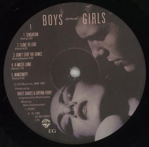Bryan Ferry Boys And Girls vinyl LP album (LP record) US FERLPBO742945