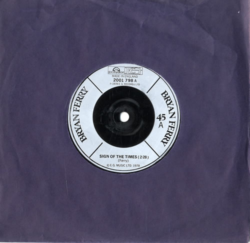 Bryan Ferry Sign Of The Times 7" vinyl single (7 inch record / 45) UK FER07SI171915