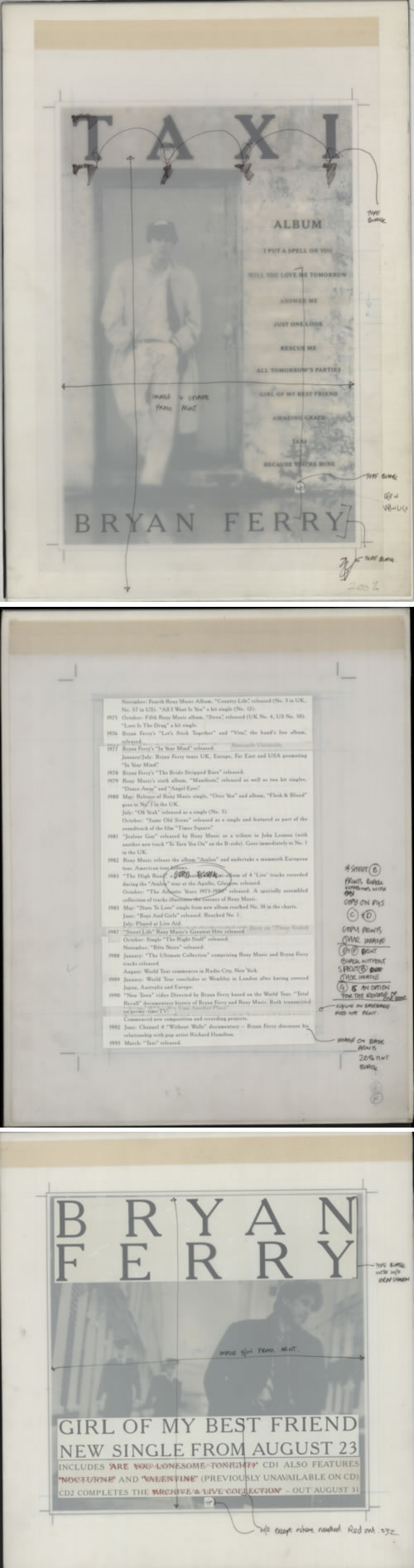 Bryan Ferry Taxi artwork UK FERARTA515358