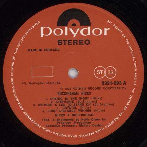 Buckingham Nicks Buckingham Nicks + Insert vinyl LP album (LP record) UK BCKLPBU02678