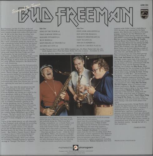 Bud Freeman Song Of The Tenor vinyl LP album (LP record) UK 1BFLPSO584821