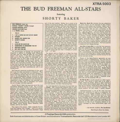 Bud Freeman The Bud Freeman All-Stars vinyl LP album (LP record) UK 1BFLPTH445468
