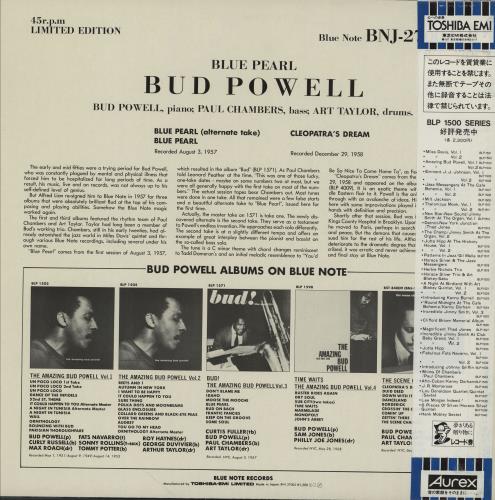 Bud Powell Blue Pearl 12" vinyl single (12 inch record / Maxi-single) Japanese B/P12BL750736
