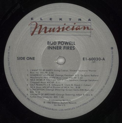 Bud Powell Inner Fires vinyl LP album (LP record) US B/PLPIN651492