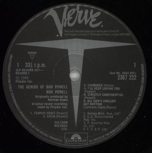 Bud Powell The Genius Of Bud Powell 2-LP vinyl record set (Double LP Album) UK B/P2LTH565100