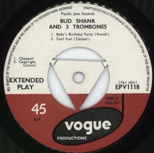 Bud Shank Bud Shank And Three Trombones EP 7" vinyl single (7 inch record / 45) UK BU507BU687916