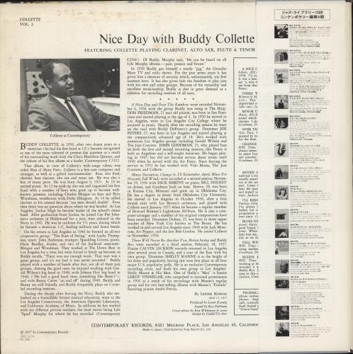 Buddy Collette Nice Day With Buddy Collette vinyl LP album (LP record) Japanese 6BCLPNI875385