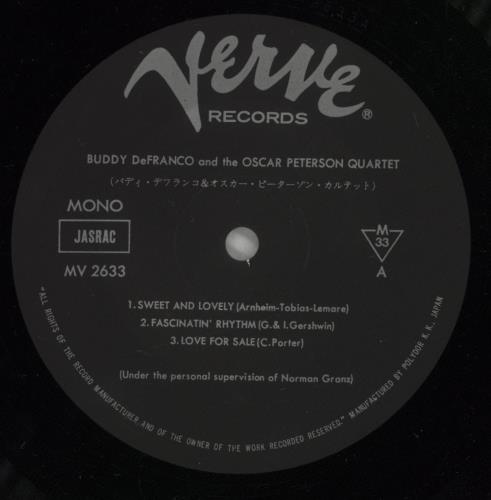 Buddy De Franco & Oscar Peterson And The Oscar Peterson Quartet vinyl LP album (LP record) Japanese E2ELPAN876182