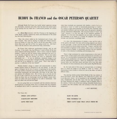Buddy De Franco & Oscar Peterson And The Oscar Peterson Quartet vinyl LP album (LP record) Japanese E2ELPAN876182