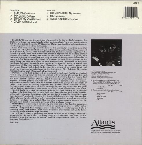 Buddy De Franco Blues Bag vinyl LP album (LP record) UK YDFLPBL693926